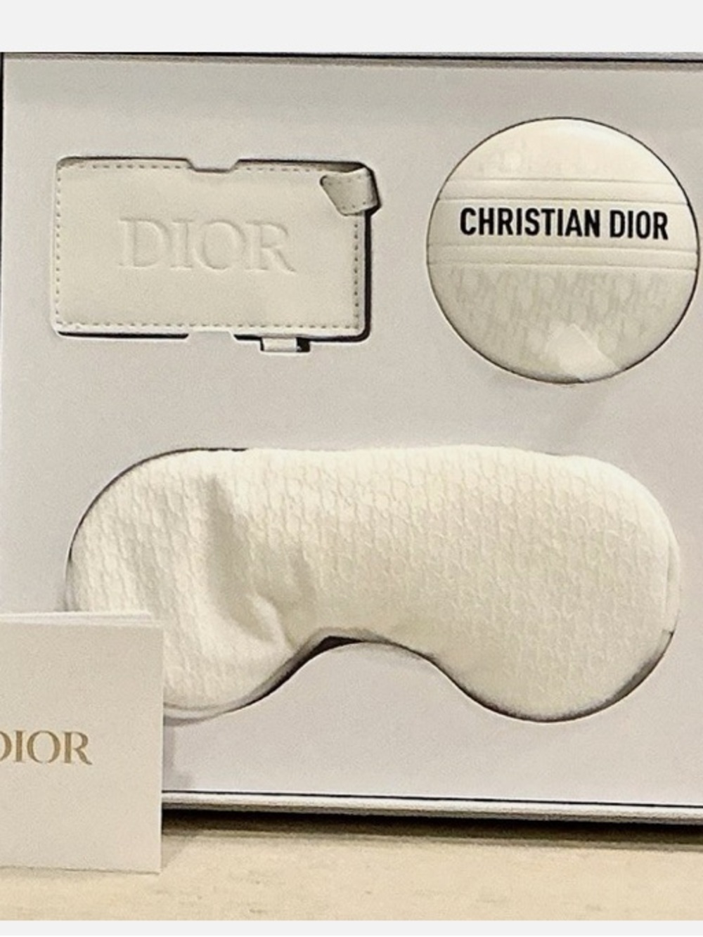 DIOR-PLAT B-DAY GIFT-LE BAUMÉ/SLEEP MASK/LUGGAGE TAG W-DIOR CHARM-NIB